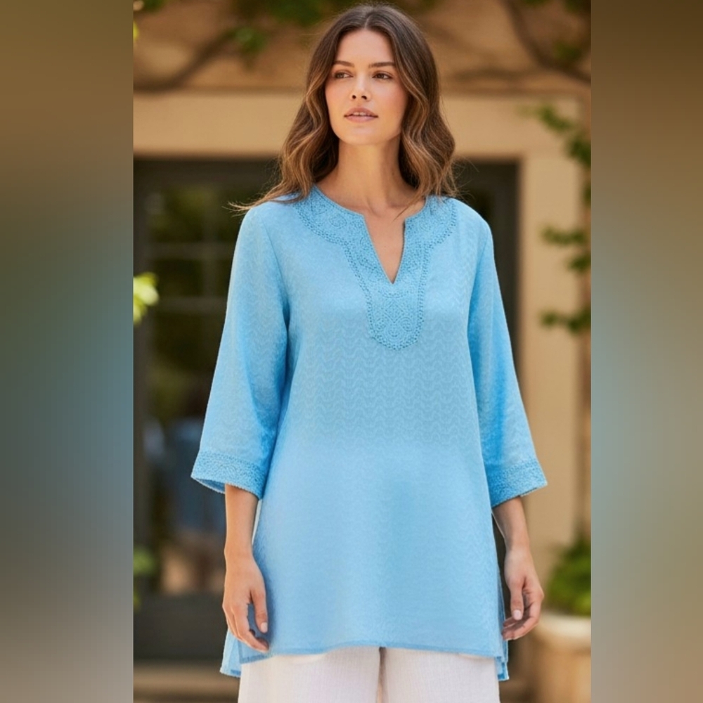 Sigrid Olsen Sky Blue Tunic Top